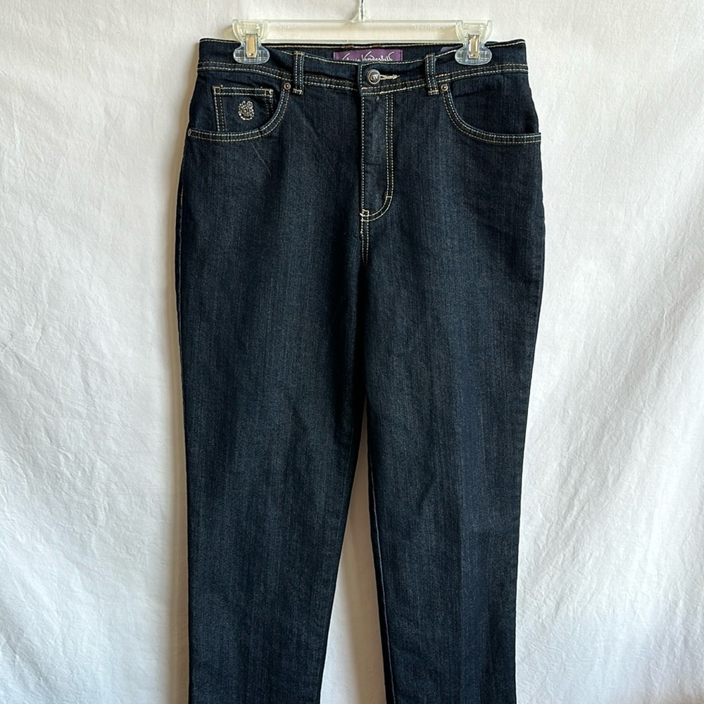 Gloria Vanderbilt Amanda Bling dark wash jeans, size 10